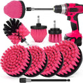 8 Pack Drill Brush Attachment Set, 1/4in Power Scrubber Brush + Extend Long Rod by Tialero