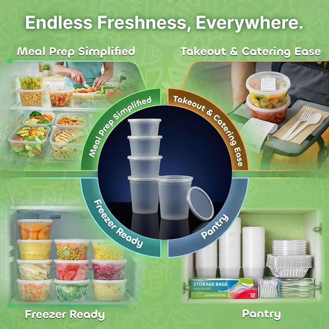48 Sets Plastic Deli Containers - 8oz - Image 5