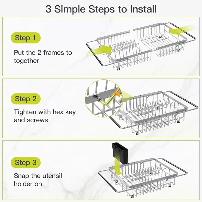 JASIWAY Expandable Dish Drying Rack Over the Sink - Image 8