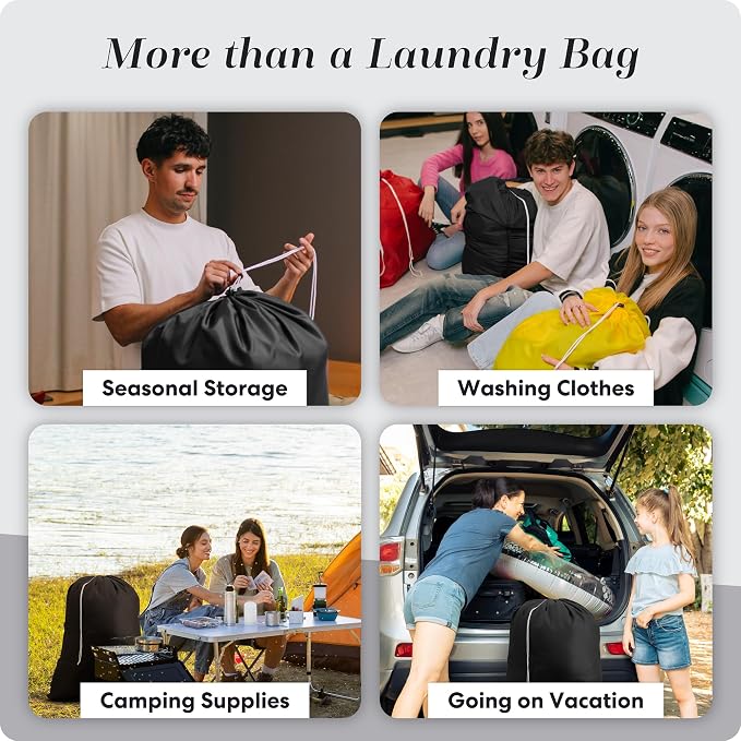 Handy Laundry Nylon Laundry Bag XL Locking Drawstring Black 2 Pack - Image 7