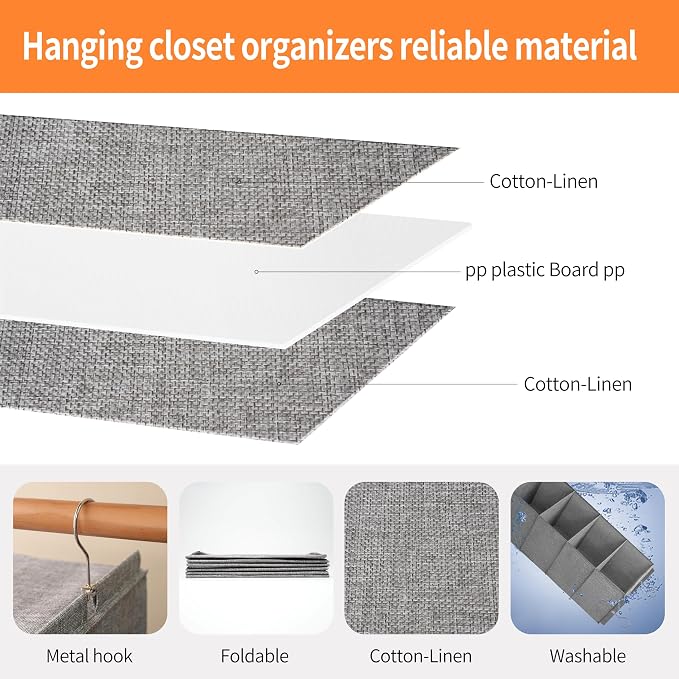 Large Hanging Sweater Organizer, 5 Shelf-1 d | Collapsible, 5-Shelf Hanging - Image 4