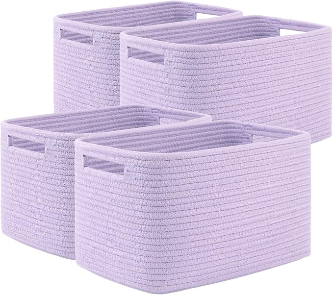 OIAHOMY 4 Pack Storage Baskets for Organizing 15L Cube Storage Bins Purple by MasterofSpaceOptimization