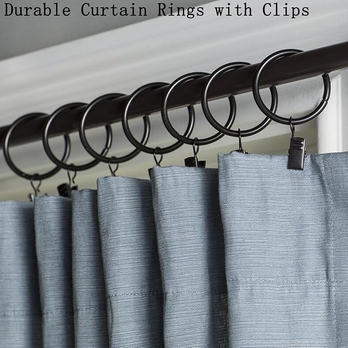 100 Pack Curtain Rings with Clips, Window Clip Rings Black Curtain Hooks - Image 3