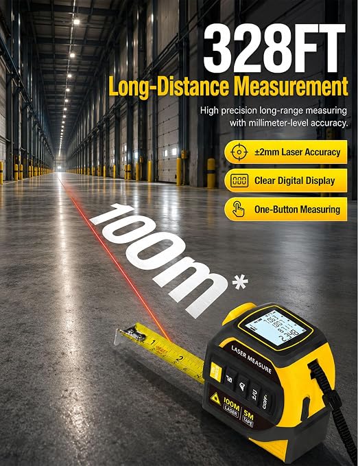 4-in-1 Laser Tape Measure, 328FT Laser Distance Meter - Image 3