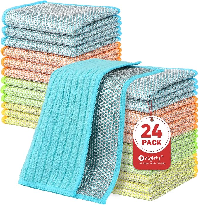 Orighty Dish Cloths, 24 Pack Double-Layer Metal Dish Rags by AllRightinOrighty