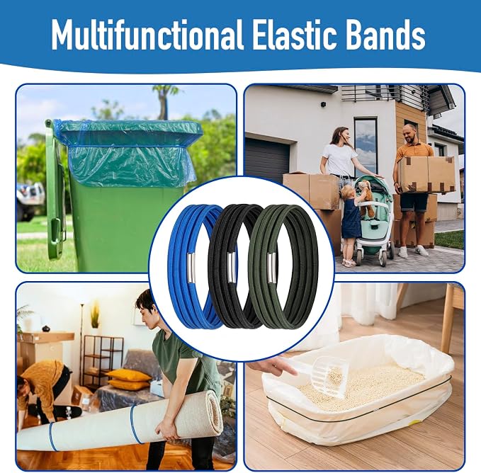 Large Rubber Bands Set of 3, Fits 55, 96 Gallon Trash Cans, Trash Can Bands - Image 6