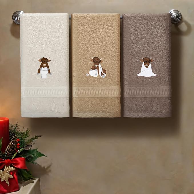 FuWeave 3 Pcs Highland Cow Hand Towels - Image 4