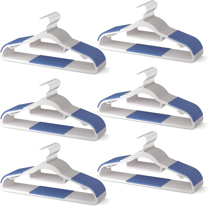 60 Pack Heavy Duty Plastic Hangers, Non Slip Clothes Hangers by MLKJHHI