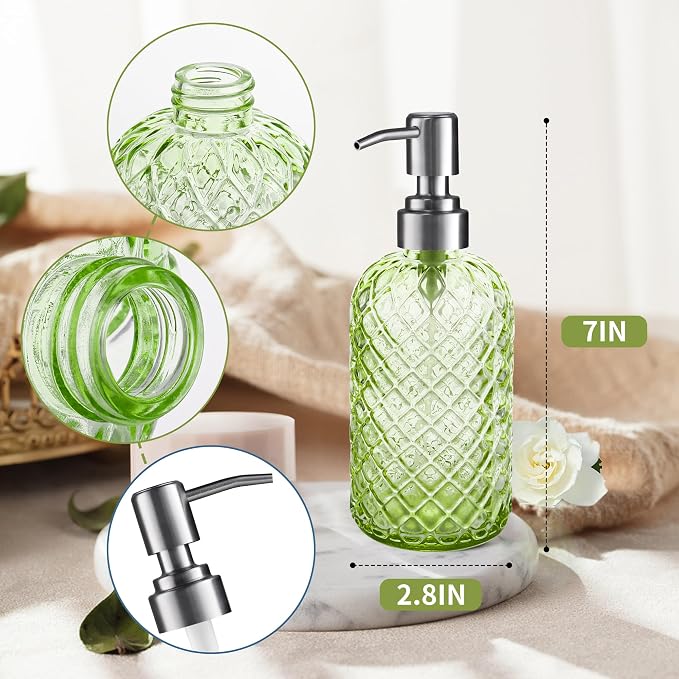 Kaishun 14 OZ Refillable Glass Soap Dispenser - Image 2