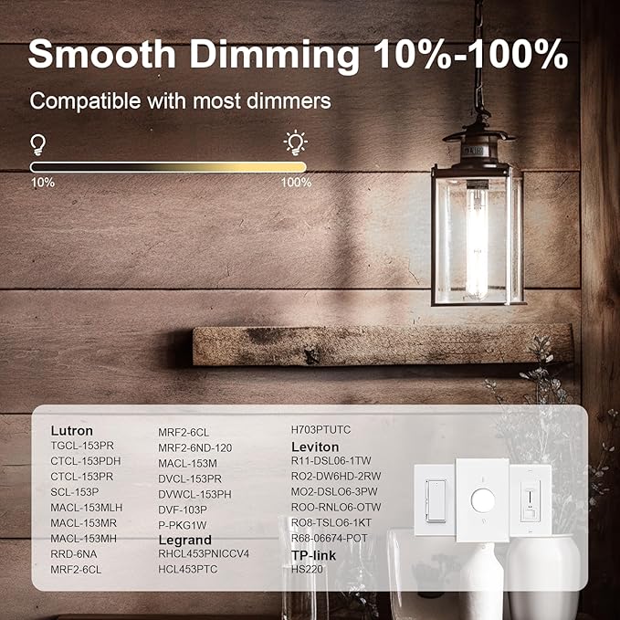 ASOKO 7.3 Inch E26 Led Bulb 6W Dimmable, 4000K Daylight Edison Bulbs 900LM, Tubular T30 Clear Glass Light Bulb 3 Pack
