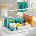 Sakugi Dish Drying Rack 2-Tier 15x11.4x15 Silver Double Rod | Kitchen, Sink by Sakugi