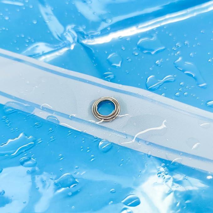 Barossa Design Extra Long Shower Curtain Liner Clear Blue - Image 6