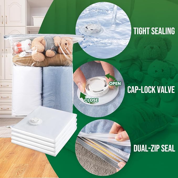 TAILI 6 Pack Vacuum Storage Bags, Jumbo Size, Cream | Vacuum Seal Bags - Image 4