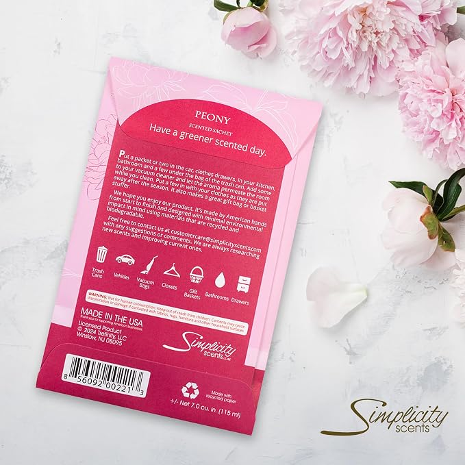 Peony Scented Sachets Pack of 6, Spring and Summer - Image 6