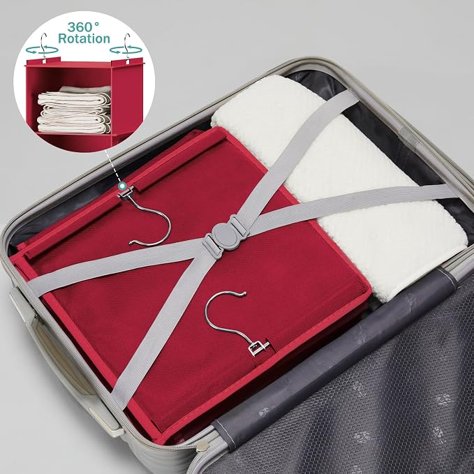 YOUDENOVA Hanging Closet Organizer and Storage, Dark Red | Breathable Fabric - Image 7