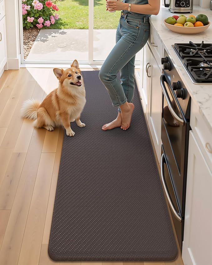 Color&Geometry 0.71" Extra Thick Anti Fatigue Cushion Kitchen Floor Mat,Easy Clean, Water & Oil Proof, Non Slip, Foam Padded Runner Rug for Front Sink,20"x 39" Brown (2.0 Version)