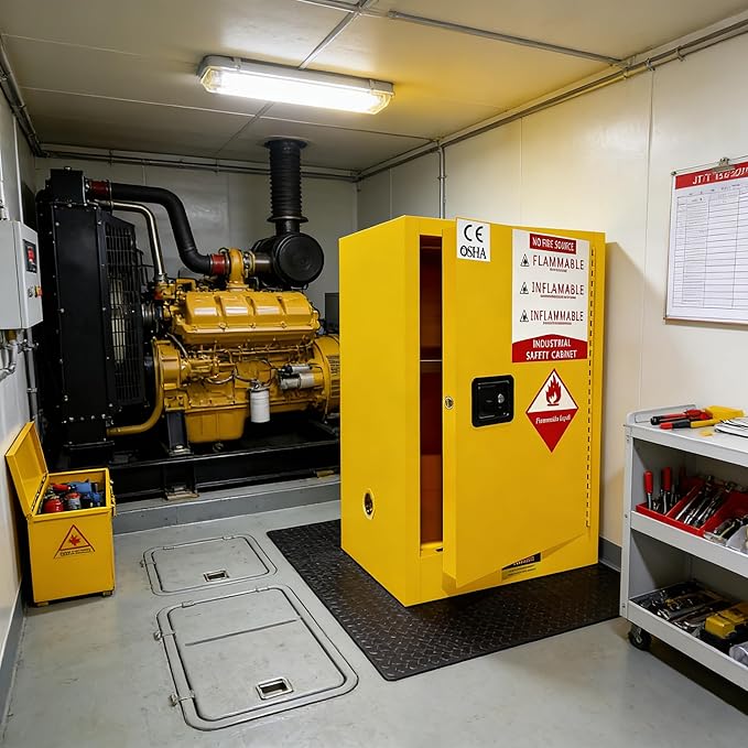 Flammable Storage Cabinet 28“D * 24”W * 38“H, Safety Cabinet with Locks Ground Cable Galvanized Steel for Industrial Lab Home