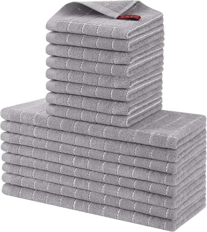 Homaxy Kitchen Towels and Dishcloths Set, Light Grey by Homaxy