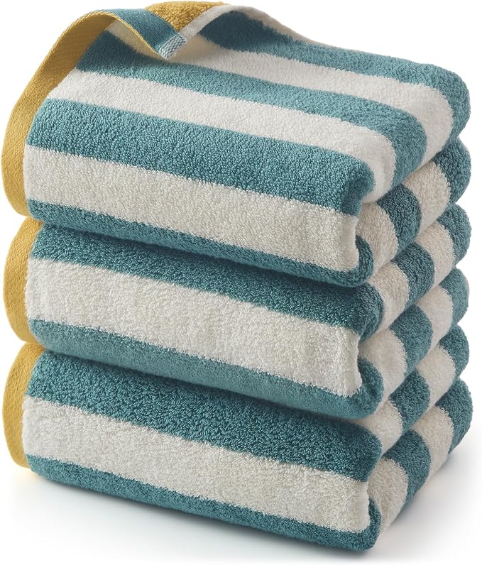 REDKISS Striped Hand Towels for Bathroom, Kitchen Decor, Guest Use, Ultra Soft by REDKISSOnline