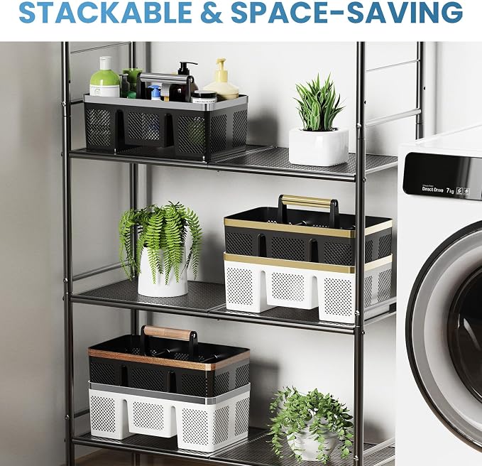 BYUNER 2Pack Plastic Shower Caddy: Portable Hard Bathroom Basket Tote - Image 5