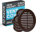 Repa Market 4 Inch (Opening) Brown Round Air Vent Cover - Pack of 10 Plastic Fresh Air Intake Vent - AC Cover with Nylon Mesh Screen - Wall, Ceiling HVAC Return Air Register - Modern Soffit Vents