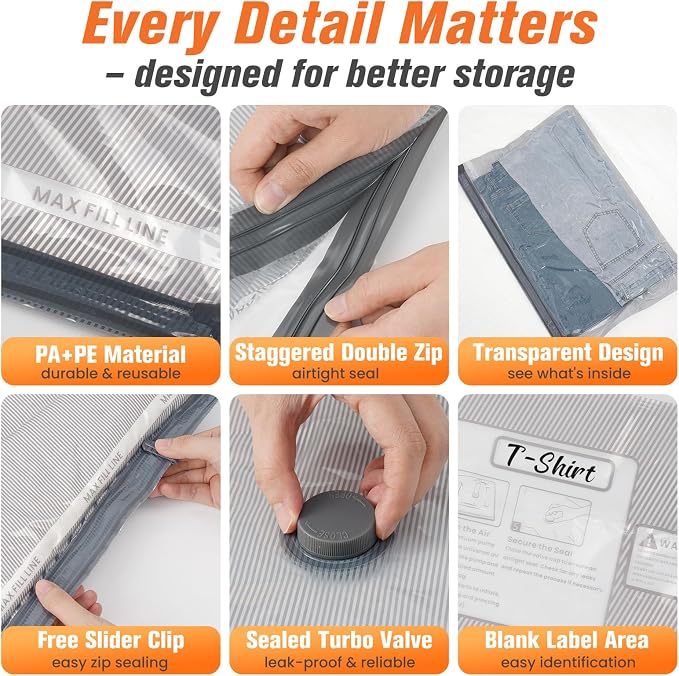 12 Pack Vacuum Storage Bags for Travel - Image 8