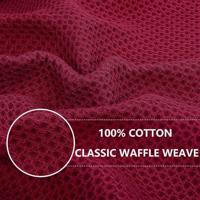 Homaxy 100% Cotton Waffle Weave Kitchen Dish Towels 4-Pack, Magenta | 13 x 28 - Image 2