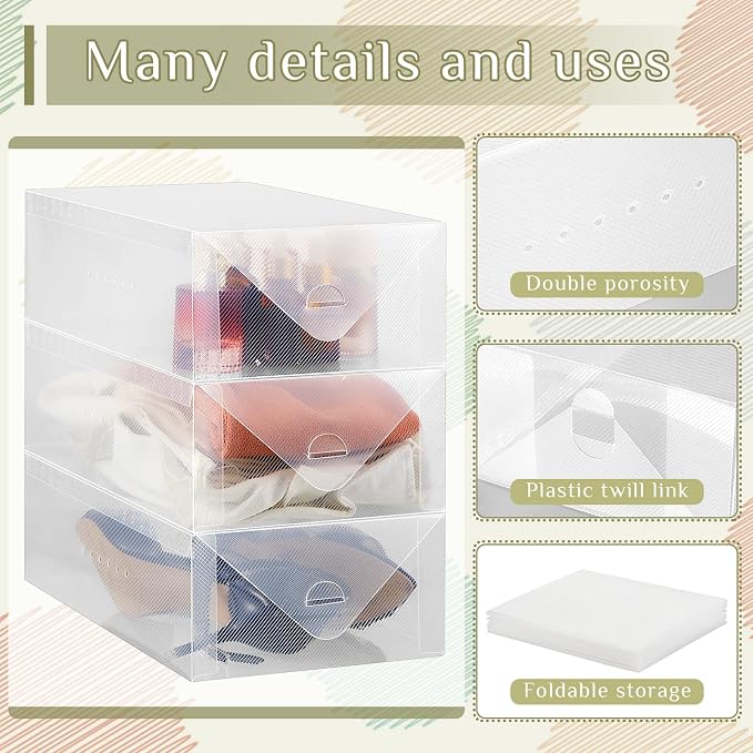 Sintuff 20 Pcs Clear Shoe Boxes Plastic Stackable Clear Shoe Storage Boxes - Image 4