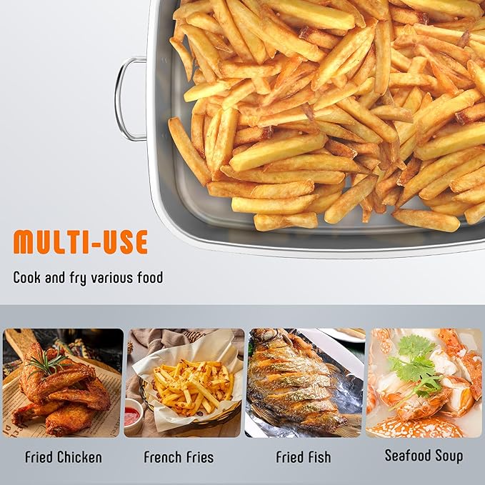 18 QT Fish Fryer with 2 Inner Baskets for Outdoor Cooking, Outdoor Aluminum Propane Deep Fryer Pot and Basket for Frying Fish, Chicken Wings, French Fries, and Seafood
