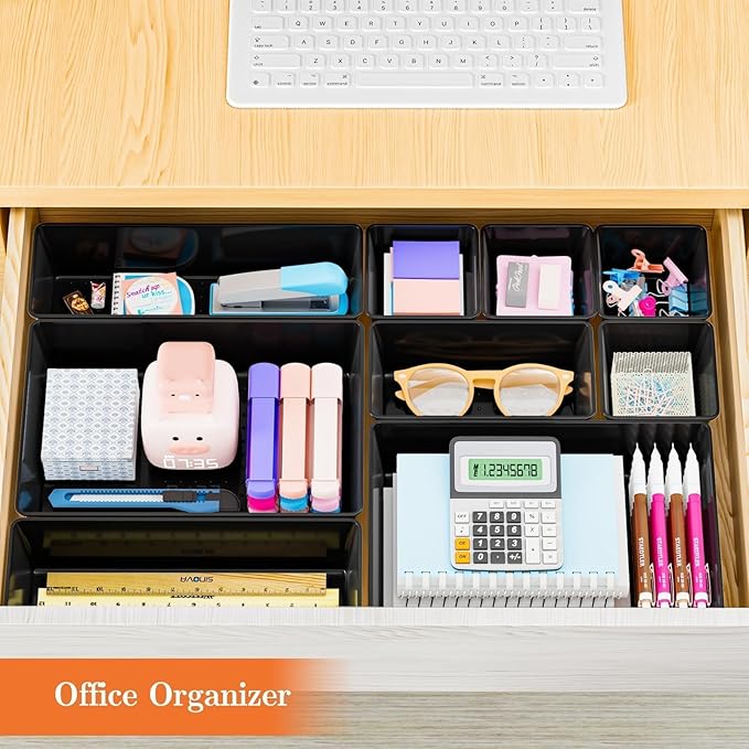 SpaceHacks 25 PCS Plastic Drawer Organizer, 4-Size Versatile Organizer Trays & - Image 6