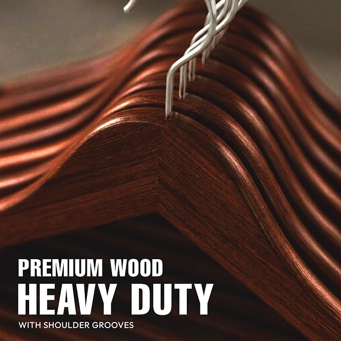 Utopia Home Wooden Hangers 30 Pack – Slim Suit Hangers Brown | 360° rotatable - Image 6