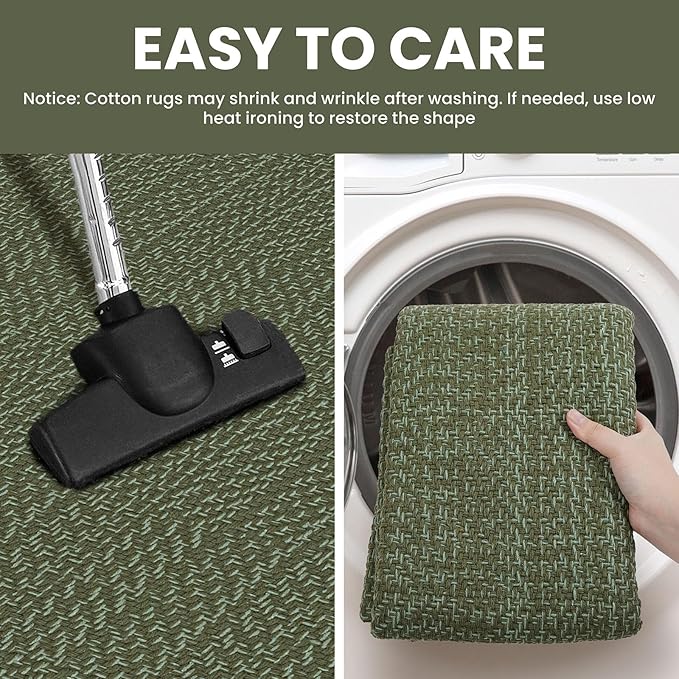 IOHOUZE Small Area Rug 2x3 Washable Woven Rugs for Entryway Non Slip Rubber Backed Front Door Rugs Indoor Doormat Throw Rug Floor Carpet for Entrance Kitchen, Olive Green/Dusty Green
