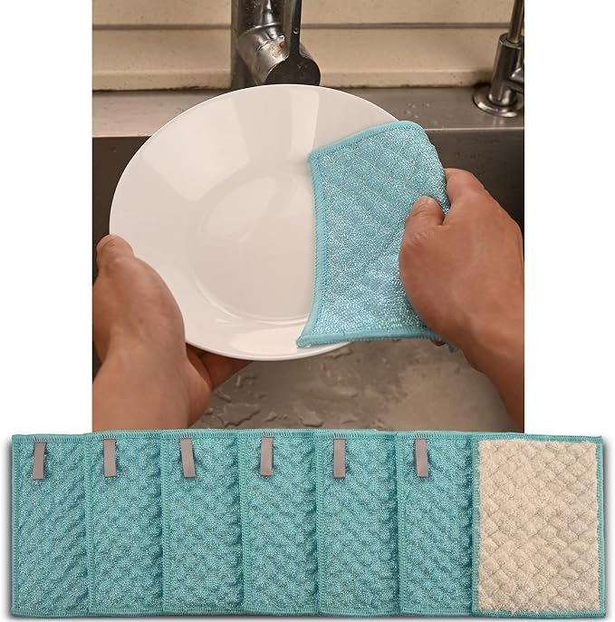 Blue Microfiber Scrubbing Pads, Non-Scratch by Unknown