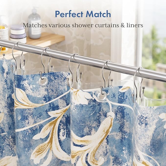 Bathway Shower Curtain Hooks Chrome Shower Curtain Rings - Image 3