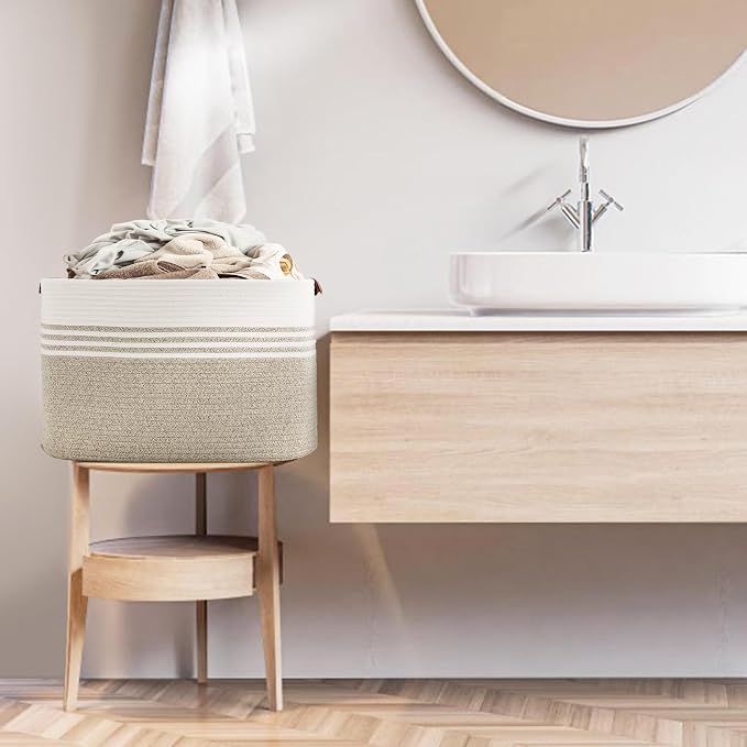 86L Large Woven Laundry Basket Hamper - Image 8