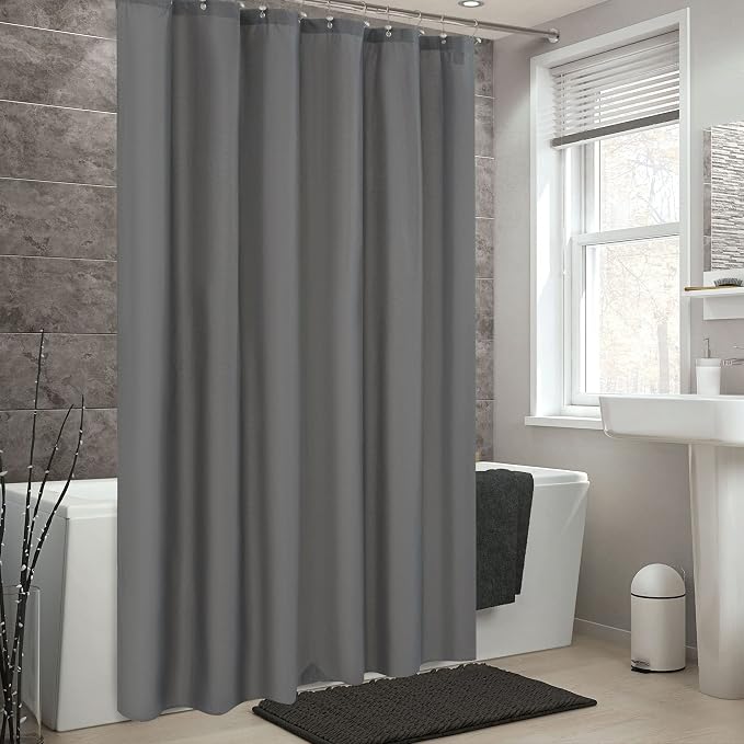 ALYVIA SPRING Extra Long Fabric Shower Curtain or Liner Dark Gray - Image 6