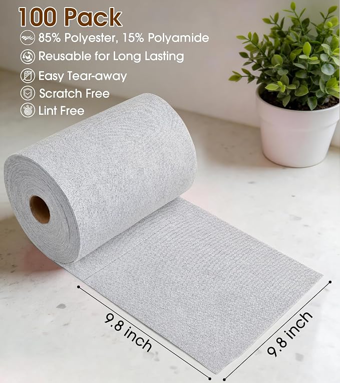 KitchLife Microfiber Cleaning Cloth Roll, 100 Pack - Image 2