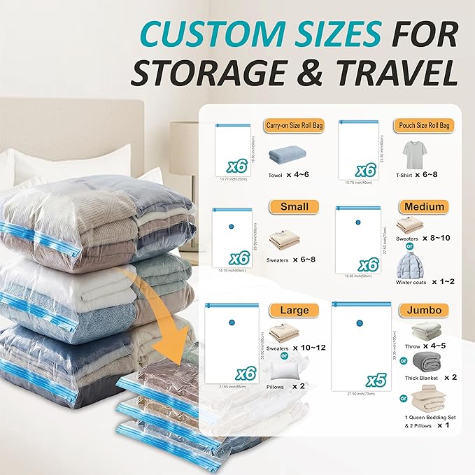 Cozy Essential Vacuum Storage Bags, 80% Compression Vacuum Seal Space Saver - Image 3
