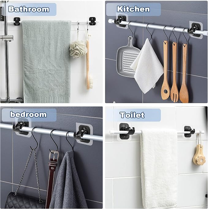 Codoule Self Adhesive No Drill Adjustable Curtain Rod Holder Hooks Brackets | - Image 3