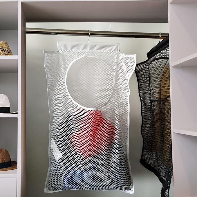 Hanging Mesh Laundry Hamper Large Dirty Clothes Bag - Image 6