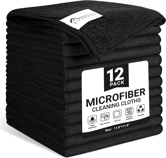 SIFANGKE Microfiber Cleaning Cloth, 12 Pack Lint-Free and Highly Absorbent Rags by Unknown