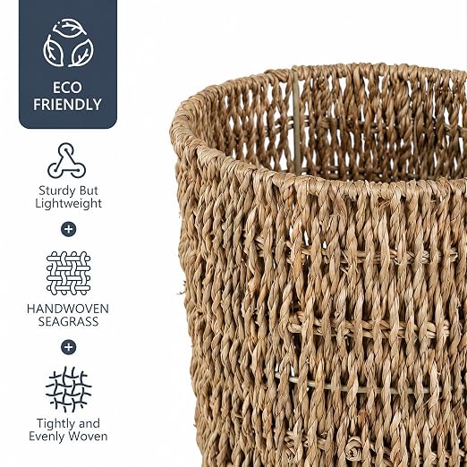 Coeusy Wicker Trash Can, Seagrass Waste Basket - Image 5