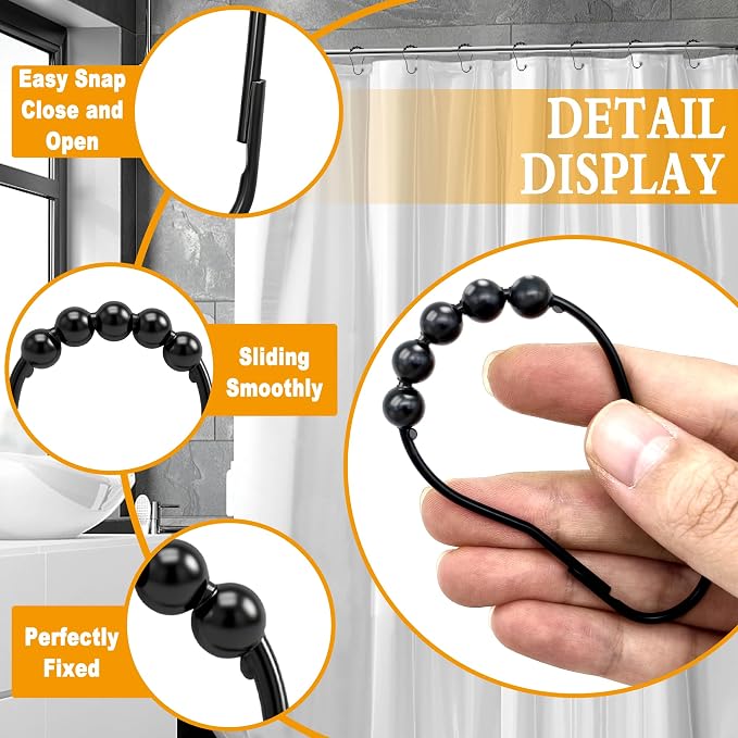 Shower Curtain Hooks Rings, Free Sliding Shower Hooks - Image 5