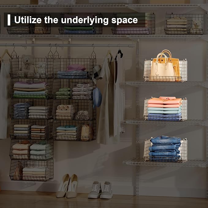 Jautokerdar 6 Tier Extra Large Hanging Storage Organizer, Hanging Closet Shelves - Image 5