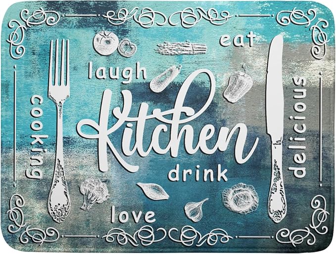 Blue Grey Dish Drying Mat 18x24 Inch Cooking Delicious Absorbent Drying Pad by Giwawa