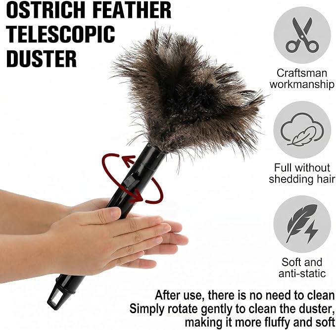 Goaste 2 Pack Ostrich Feather Duster, 15 Inch Fluffy Natural Feather Duster - Image 5