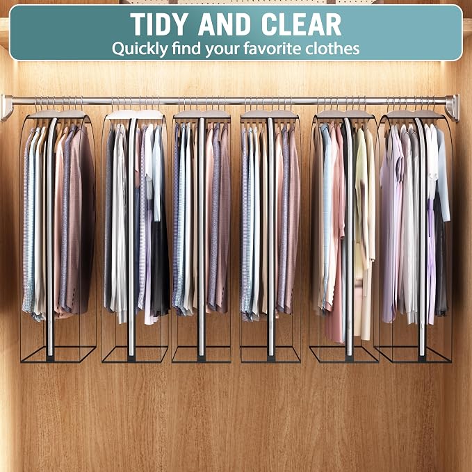 Liuoud Clear Garment Bags for Hanging Clothes 10” Gusseted, 6 Pack, 32” | Suit - Image 6