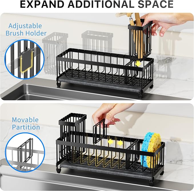 Cisily Sponge Holder for Kitchen Sink, Sink Caddy Organizer - Image 5