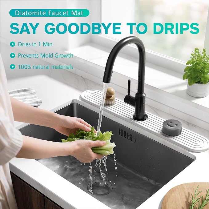Stone Faucet Mat for Kitchen Sink – Diatomite Fast-Drying Stone Tray, Faucet - Image 5