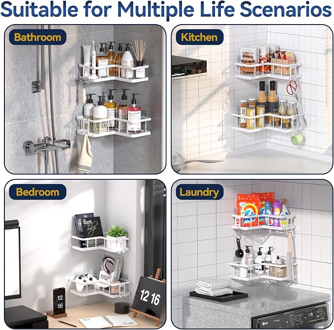 YASONIC Corner Shower Caddy Adhesive, 100% Rustproof Shower Organizer, No Drill - Image 9